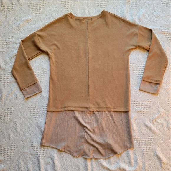 Oversized Knit  Combo Long Sleeve Sweater Dress - Picture 3 of 14